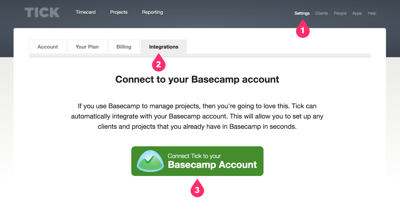 Connecting Tick and Basecamp