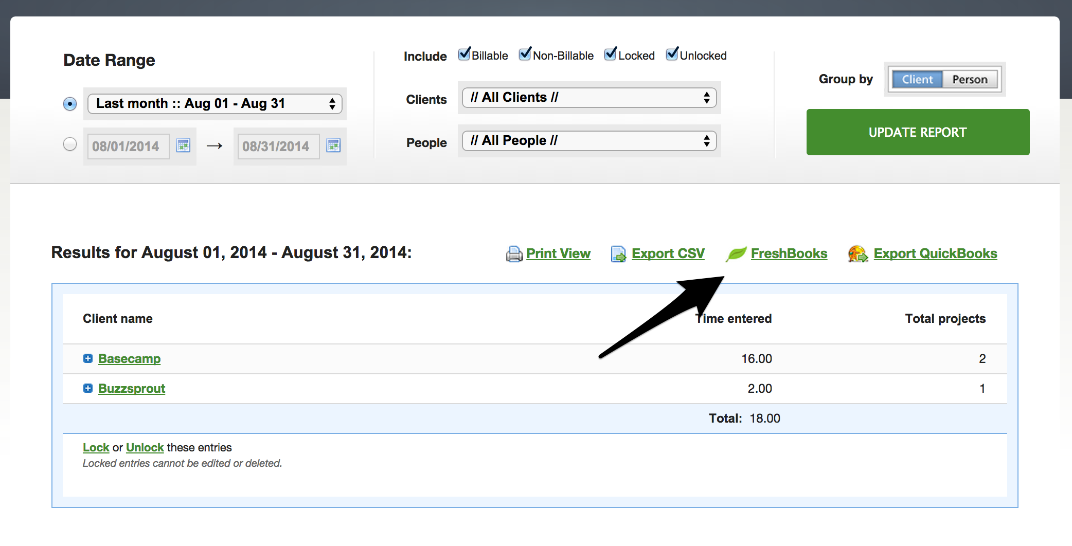 Enable Freshbooks view in reports