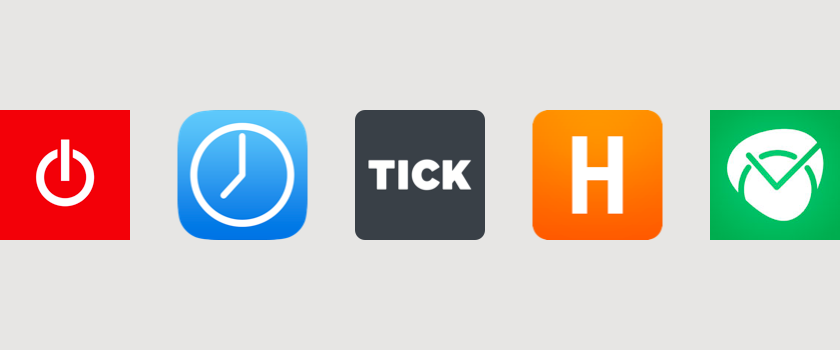 Logos of the top time tracking apps