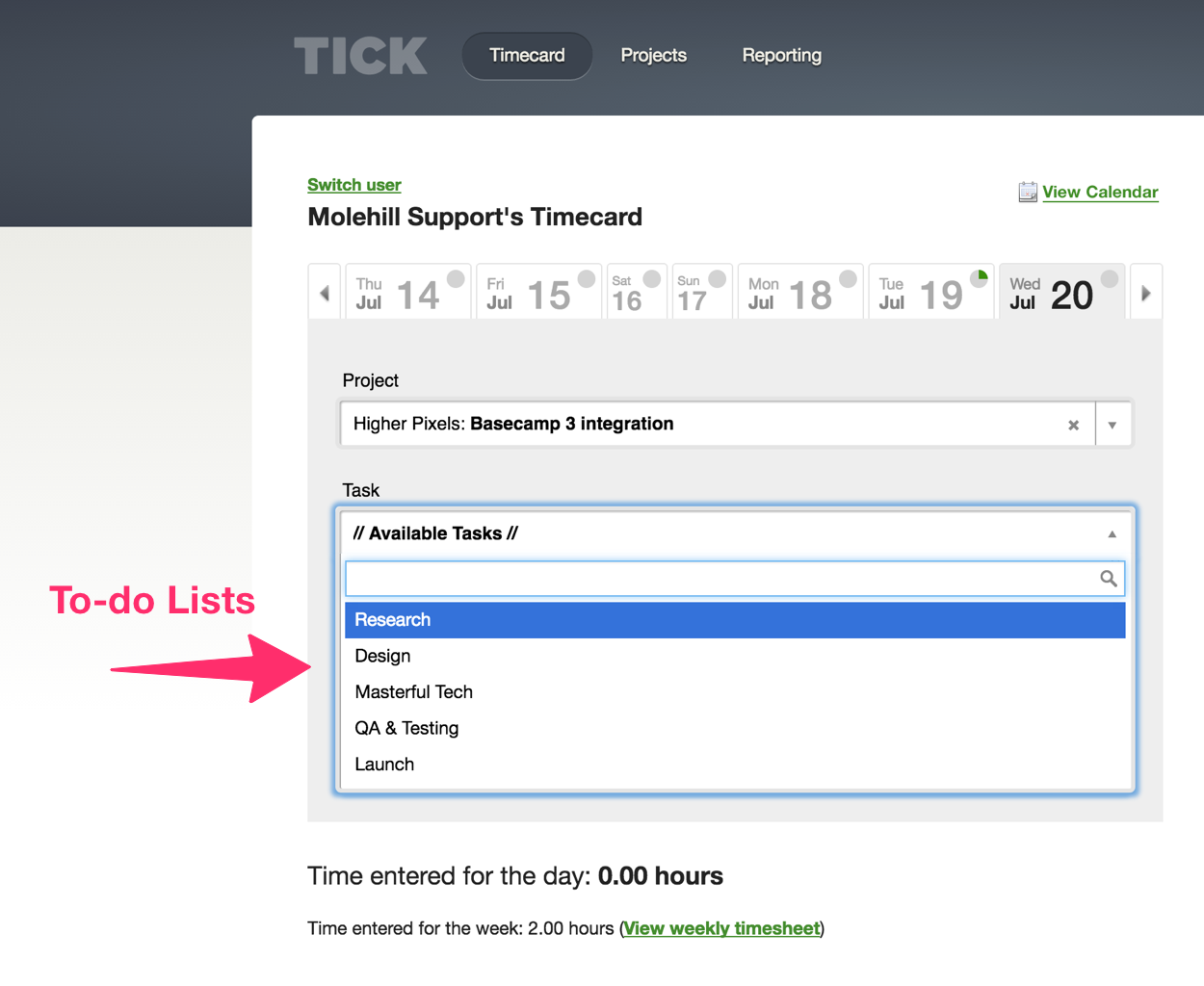 Time tracking at To-do list level