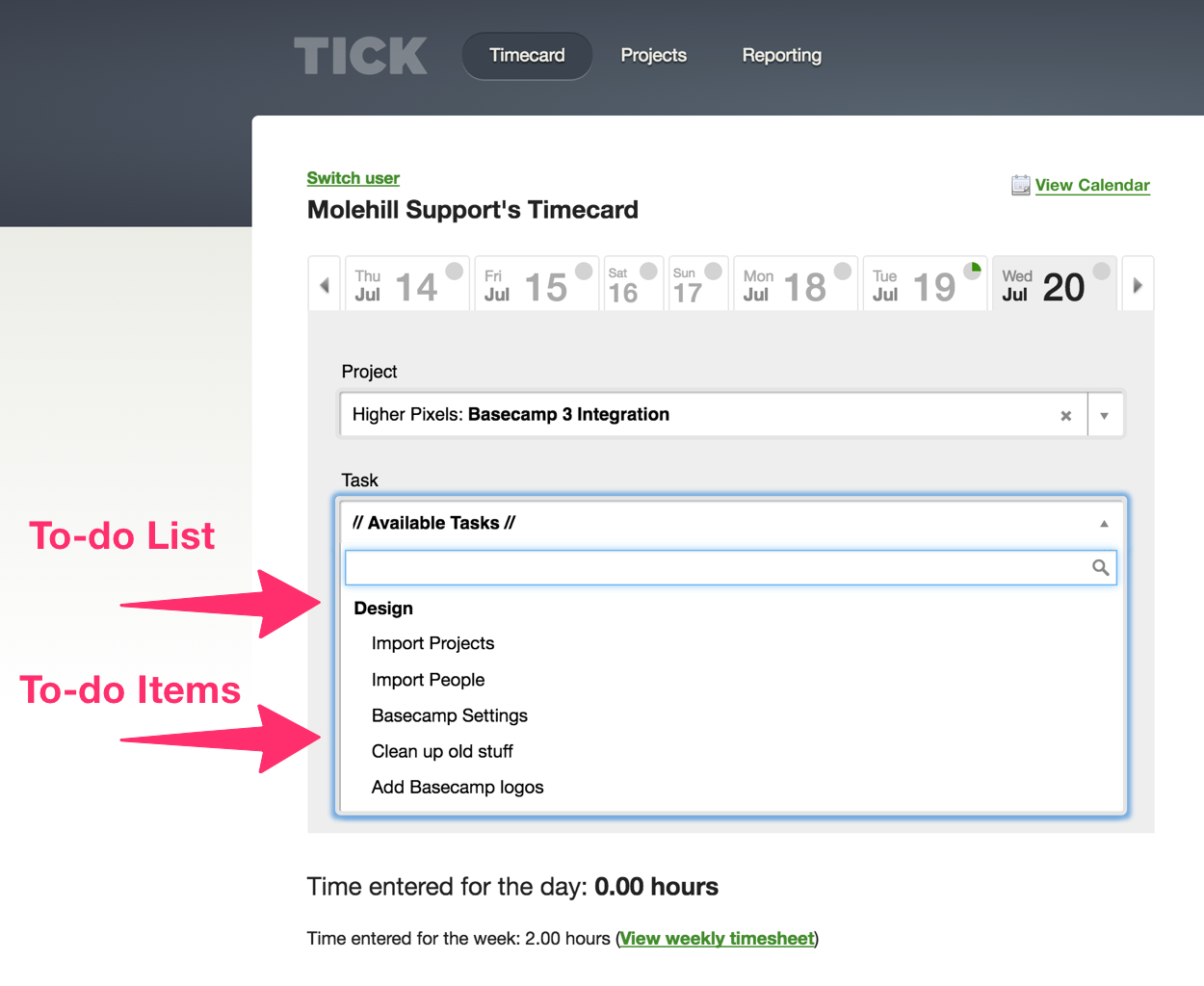 Time tracking at to-do item level