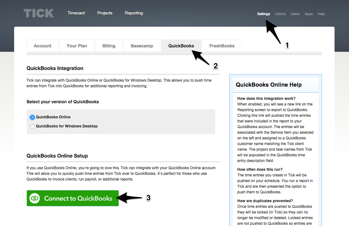 Connect  into QuickBooks Online